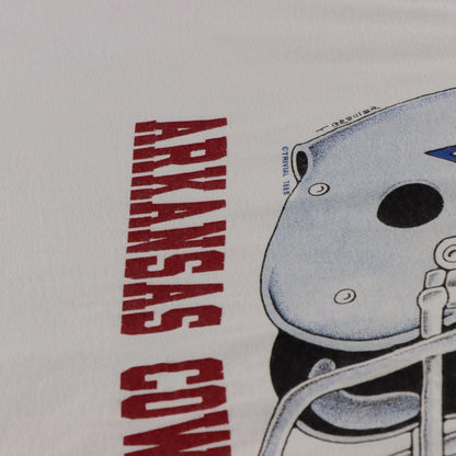 Vintage AMERICA'S TEAM Arkansas Cowboys Single Stitch USA Made White & Red T-Shirt (XL)