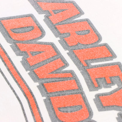 Vintage HARLEY DAVIDSON Racing White & Orange Motorcycle Long Sleeve T-Shirt (XL-XXL)