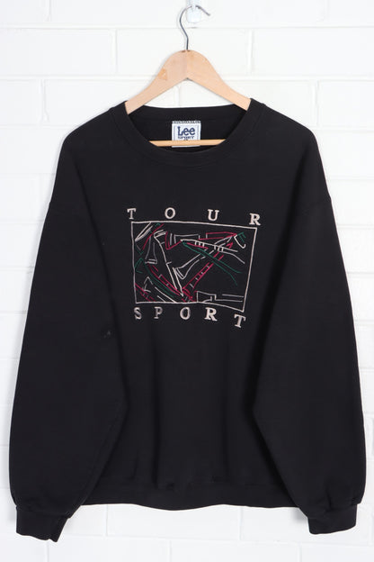 Black Embroidered "Tour Sport" LEE SPORT Sweatshirt USA Made (L) - Vintage Sole Melbourne