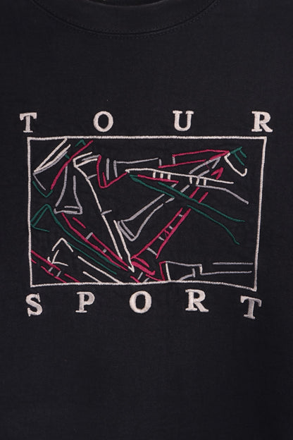 Black Embroidered "Tour Sport" LEE SPORT Sweatshirt USA Made (L) - Vintage Sole Melbourne