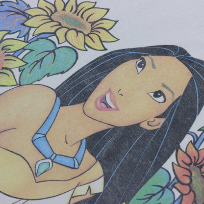 Vintage DISNEY Pocahontas Sunflowers USA Made Cartoon T-Shirt (L-XL) Vintage Sole Melbourne
