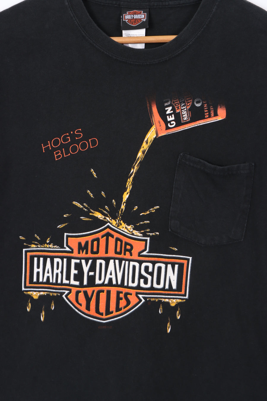HARLEY DAVIDSON Hog's Blood Motor Oil Front Back T-Shirt USA Made (XL)