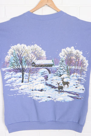 Lifestyles 90s Winter Puff Print All Over Henley Sweatshirt USA Made (L-XL)