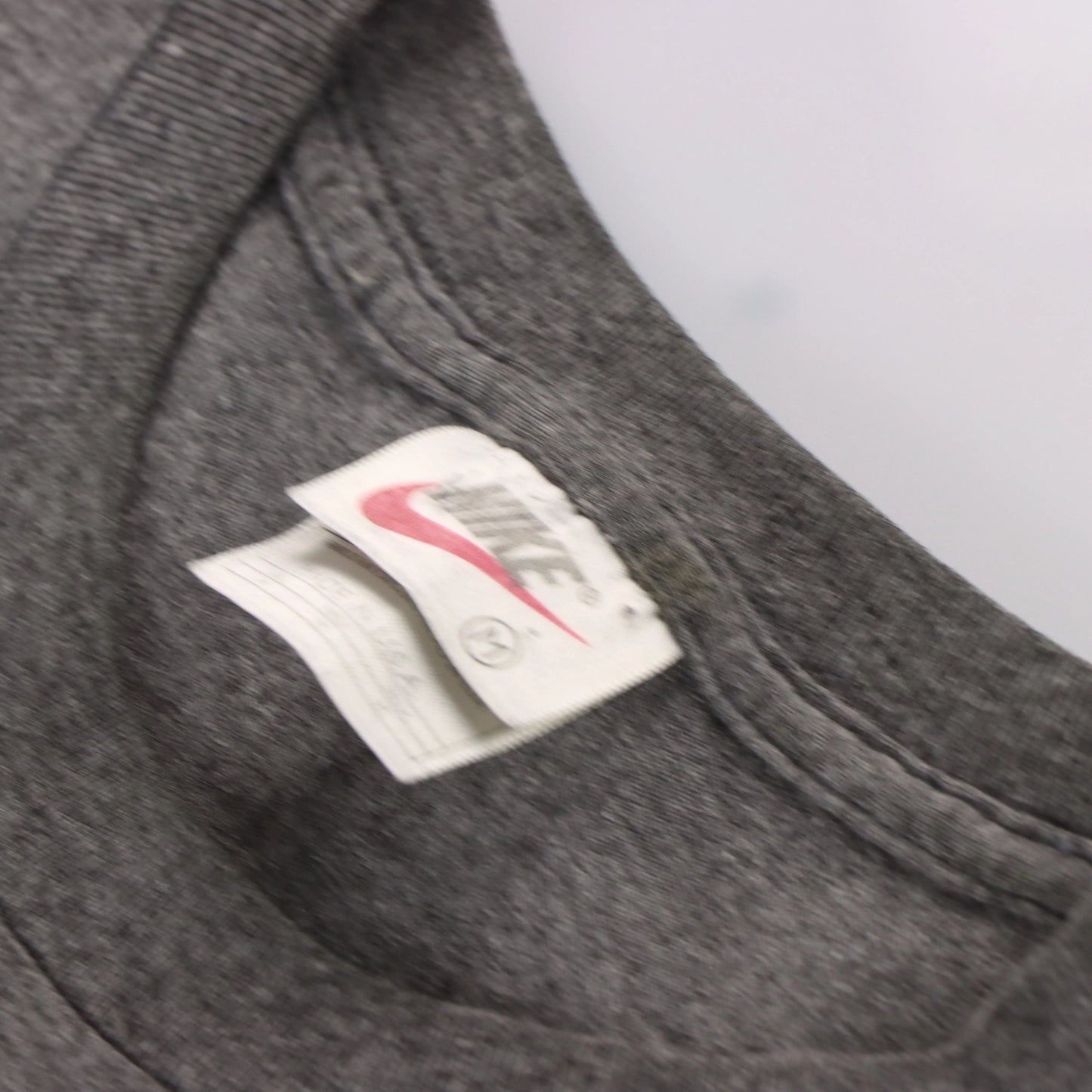 NIKE 3D Orange Swoosh Logo USA Made Grey T-Shirt  (L) Vintage Sole Melbourne