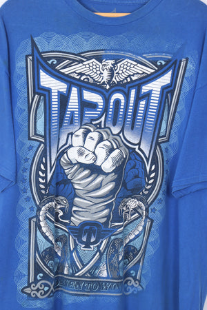 TAPOUT Royal Blue MMA Fist Graphic Wrestling Tee (XXL)