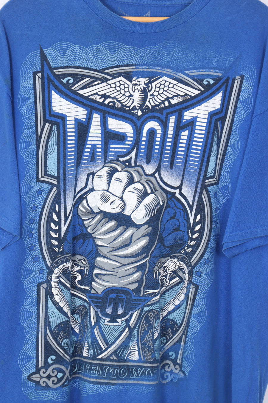 TAPOUT Royal Blue MMA Fist Graphic Wrestling Tee (XXL)