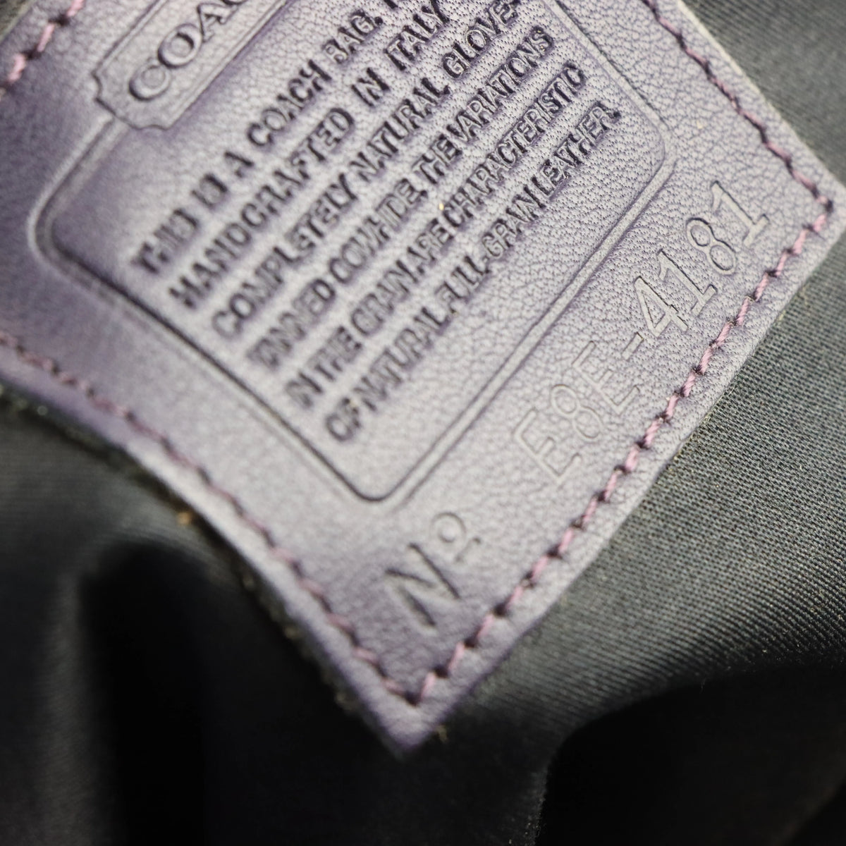 Vintage COACH E8E 4181 Dark Purple Pebbled Leather Handbag