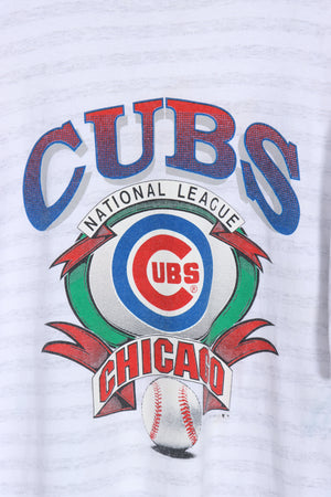 1991 MLB Chicago Cubs Logo 7 Grey Stripe Baseball Tee (XL)