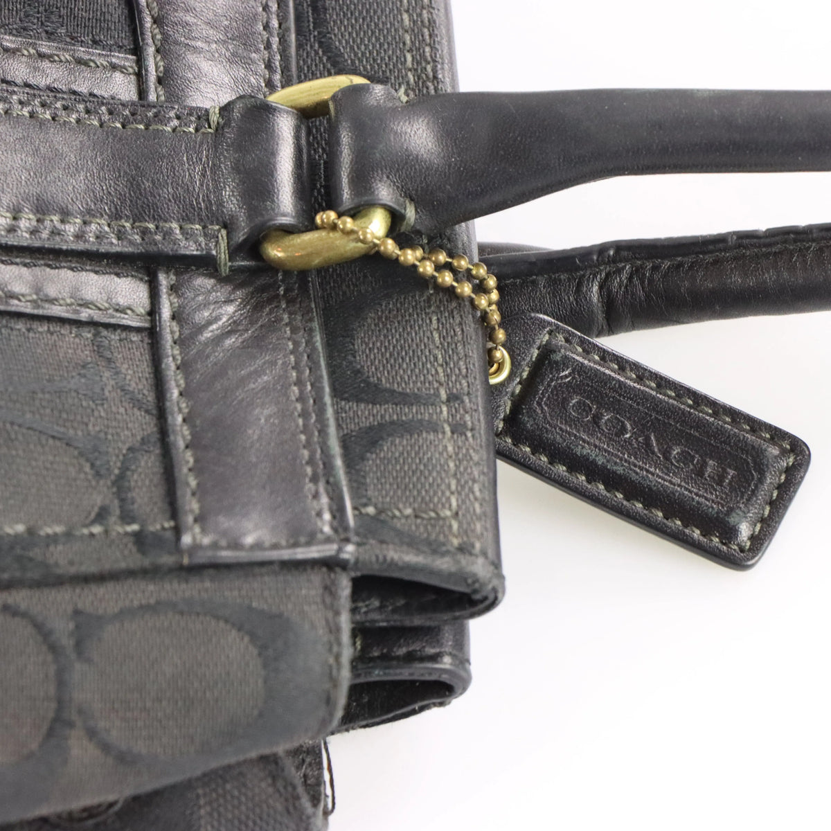 Vintage COACH F0771 Turnlock Black & Gold Shoulder Bag