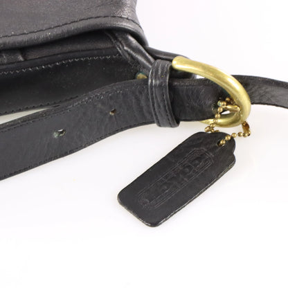 Vintage COACH F6G 4115 Leather Pocket Black & Gold Satchel Bag