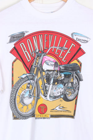 1992 Vintage Bonneville Motorbike Triumph Biker Boys T-Shirt (M-L)