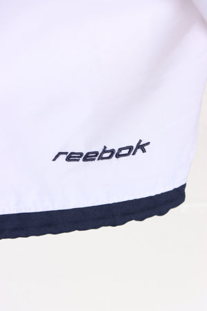 REEBOK White & Navy 1/4 Zip Hooded Windbreaker (L)