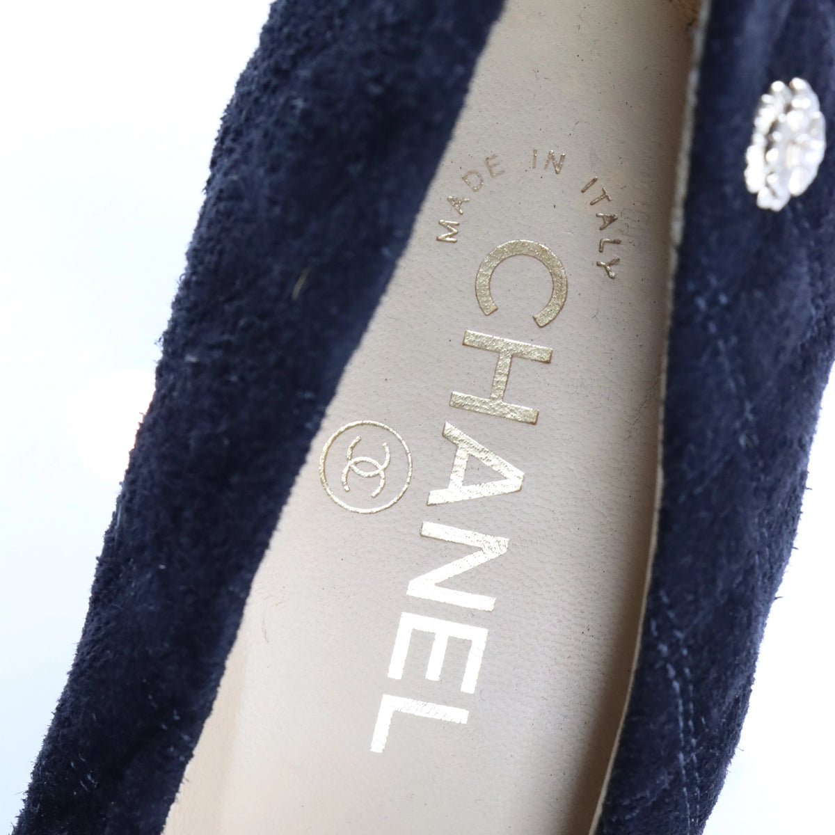 Vintage CHANEL Black Suede & Python CC Logo Cap Toe Pump Heels (37.5)