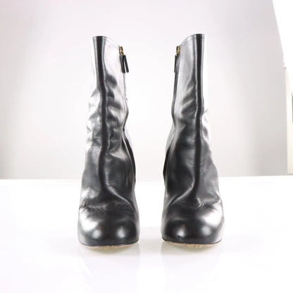 Vintage GUCCI Italian Made Black Leather Ankle Boot Stiletto Heels (38)