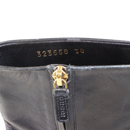Vintage GUCCI Italian Made Black Leather Ankle Boot Stiletto Heels (38)