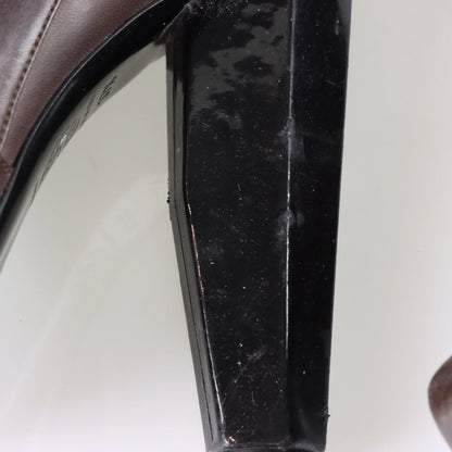 Vintage VERSACE Brown Leather Italian Made Buckle Strap Ankle Boot Heels (37.5)