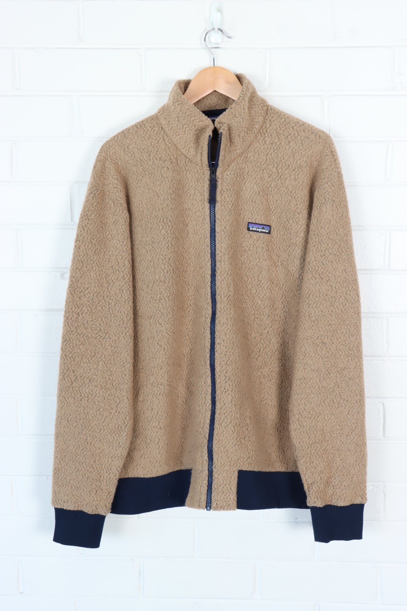 PATAGONIA Brown Navy Full Zip Up Fleece XXL Vintage Sole Melbourne