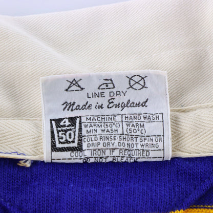 Vintage English Made Blue & Yellow Single Stitch EUROPA Knit Rugby Jumper (M TALL)