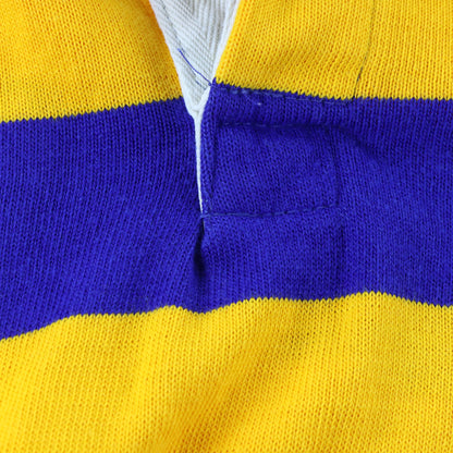 Vintage English Made Blue & Yellow Single Stitch EUROPA Knit Rugby Jumper (M TALL)