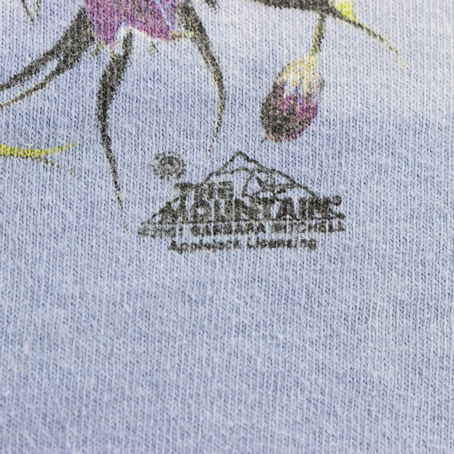Vintage 2001 Floral Pixies THE MOUNTAIN Pale Blue Tie Dye Tee (L) ***COCO Vintage Sole Melbourne