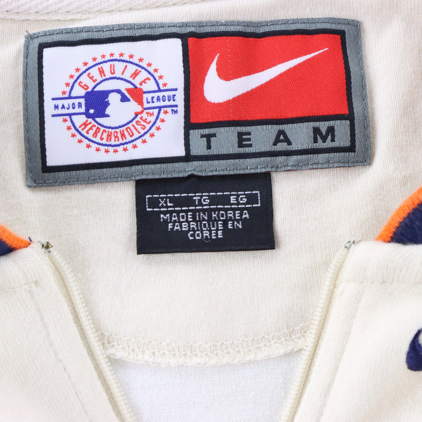 NIKE Team Detroit Tigers MLB 1/4 Zip Korean Made Felt Patch Vintage Baseball Jersey (XL)