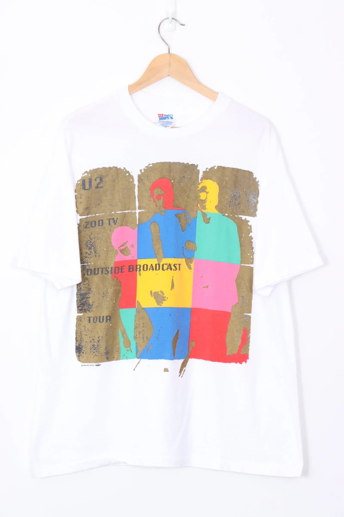 1992 U2 Zoo TV Outside Broadcast Colourful Gold Music Tee (L-XL 