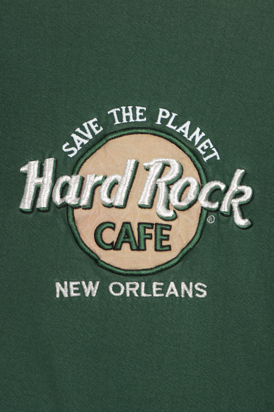 HARD ROCK CAFE "Save The Planet" Embroidered Green Sweatshirt USA Made (L-XL)