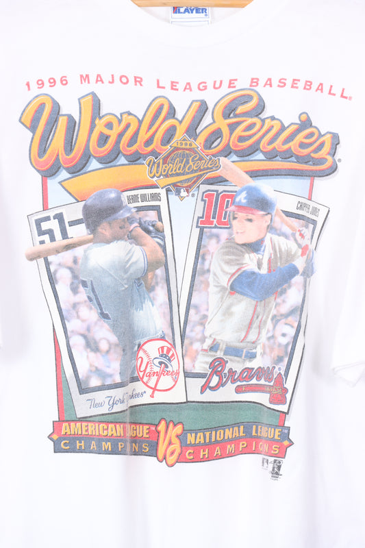 1996 Vintage MLB Baseball Cards Yankees vs Braves Tee (XL)