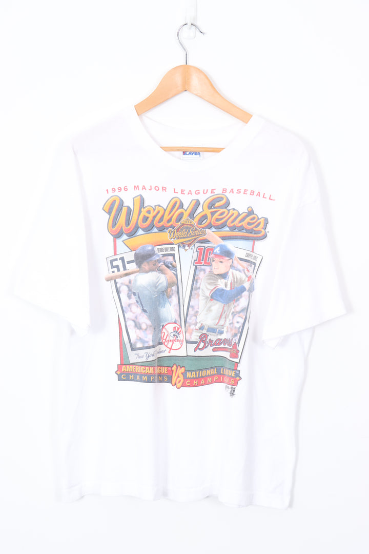 1996 Vintage MLB Baseball Cards Yankees vs Braves Tee (XL)