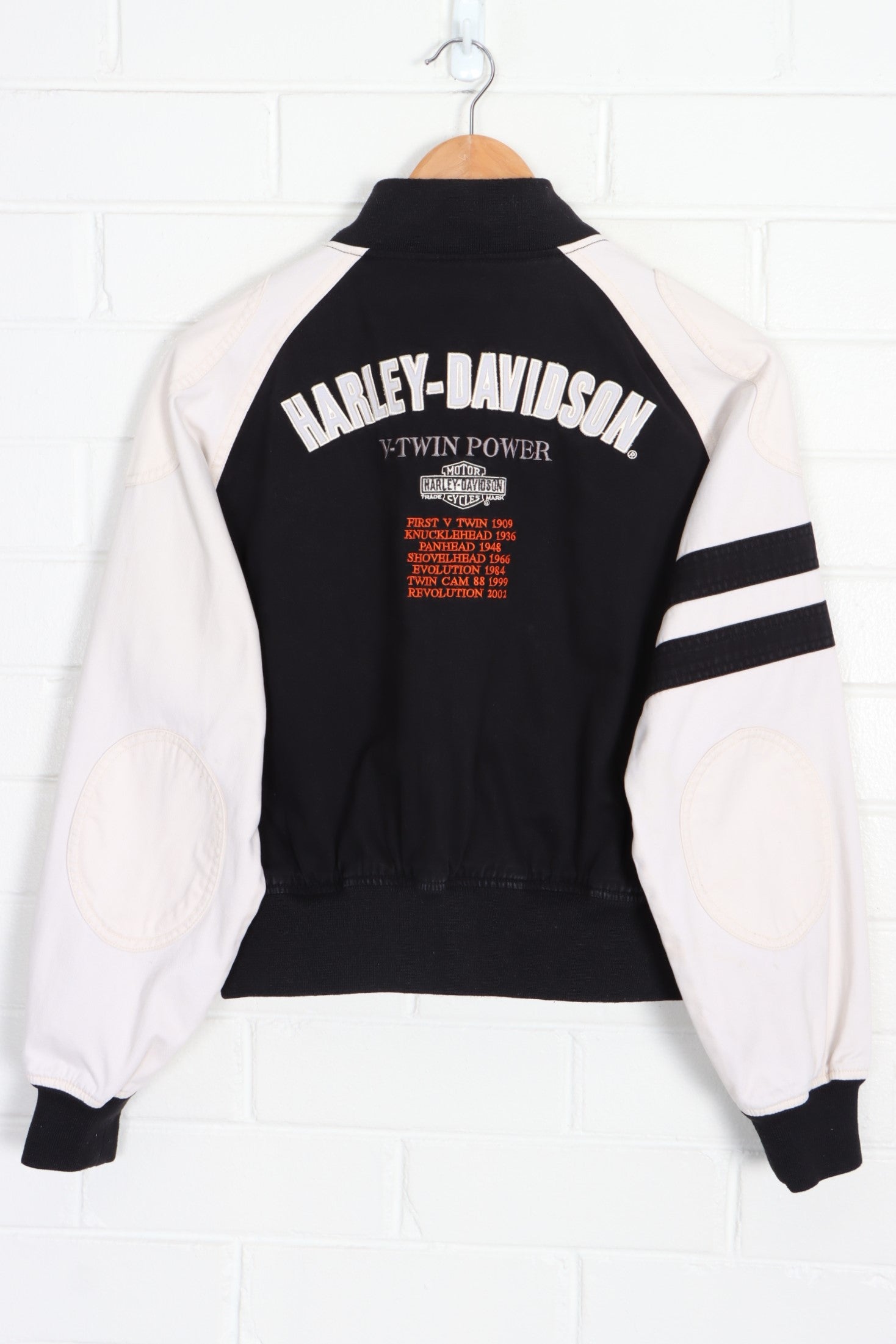 HARLEY DAVIDSON V-Twin Power Varsity Cropped Bomber Jacket (S) - Vintage Sole Melbourne