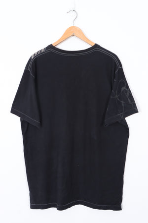 MARC ECKO Skull and Roses Design V-Neck Black T-Shirt (XL)