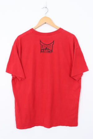TAPOUT MPS Red Gothic Graphic Print Spell Out Y2K Style T-Shirt (XL)