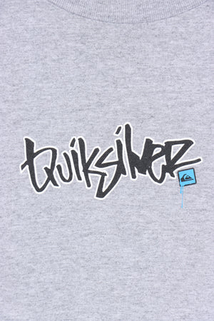 QUIKSILVER Surf Skate Blue & Grey Graphic Tee (M)