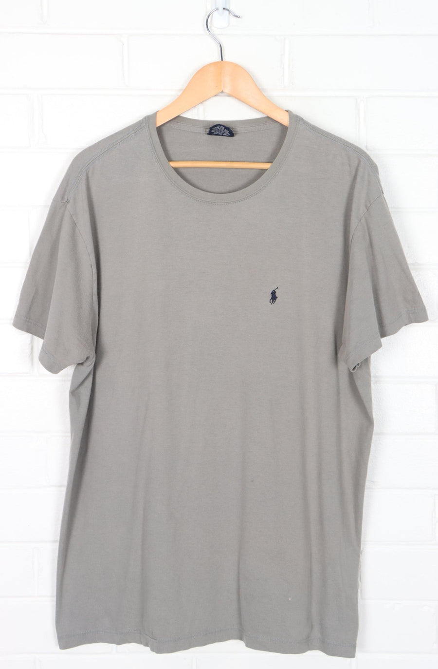RALPH LAUREN POLO Embroidered Logo Taupe Classic T-Shirt (L-XL)