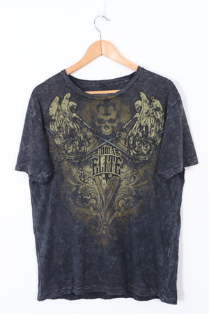 ELITE MMA Gothic Grunge Y2K Style Front Back Graphic T-Shirt (L)
