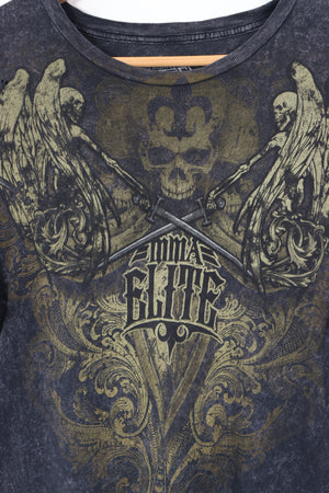 ELITE MMA Gothic Grunge Y2K Style Front Back Graphic T-Shirt (L)