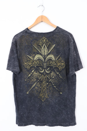 ELITE MMA Gothic Grunge Y2K Style Front Back Graphic T-Shirt (L)