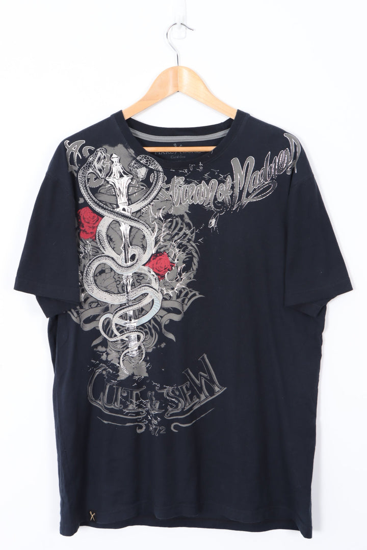 MARC ECKO Large Snake and Sword Graphic Black T-Shirt (XL)