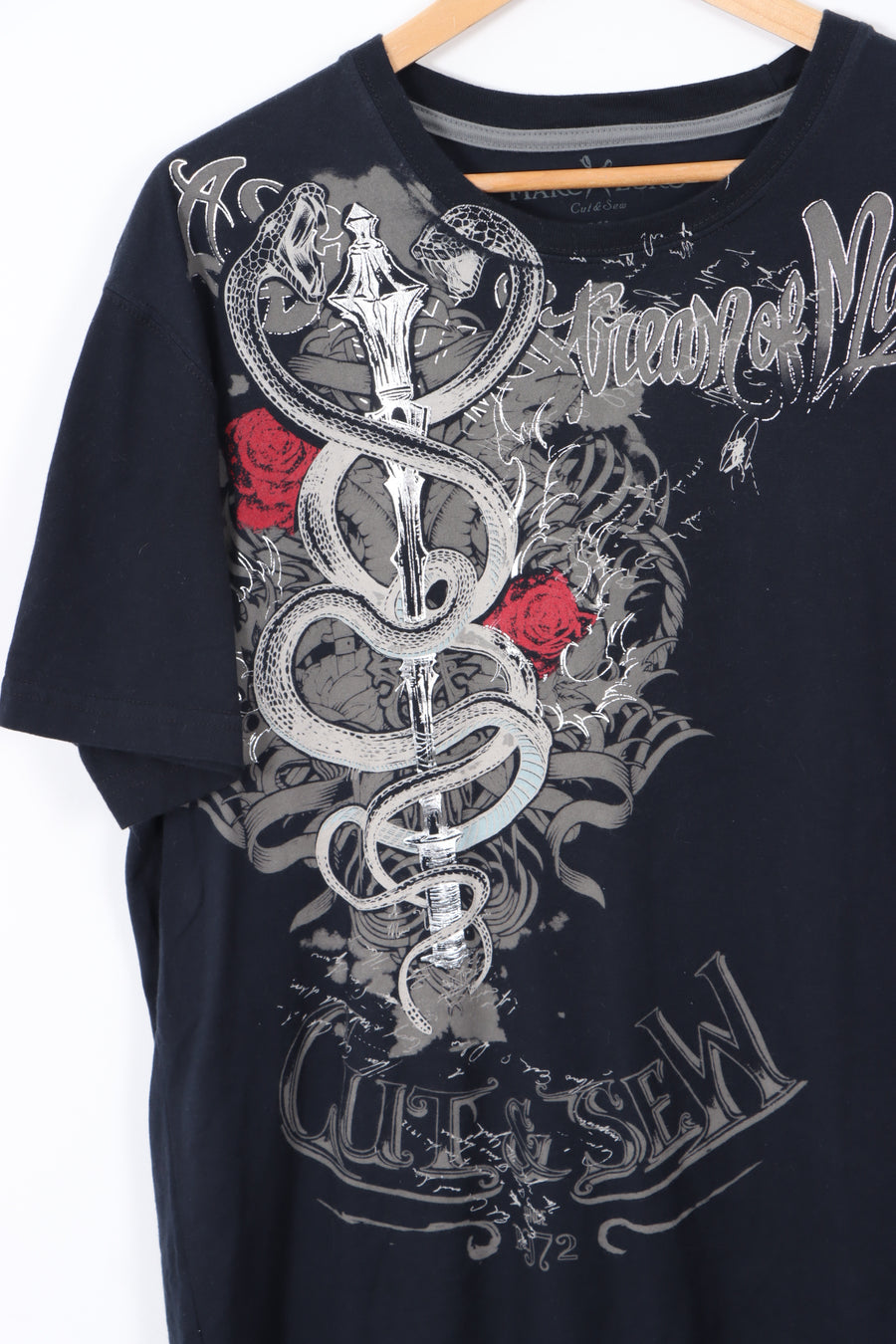 MARC ECKO Large Snake and Sword Graphic Black T-Shirt (XL)