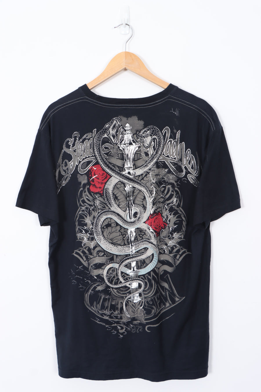 MARC ECKO Large Snake and Sword Graphic Black T-Shirt (XL)