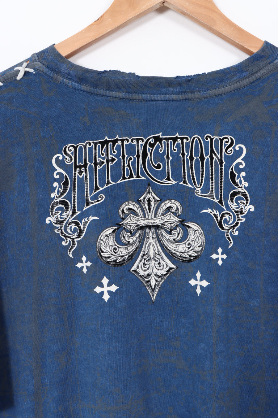 AFFLICTION 'Live Fast' Velvet Spell Out Gothic Grunge T-Shirt (XL)