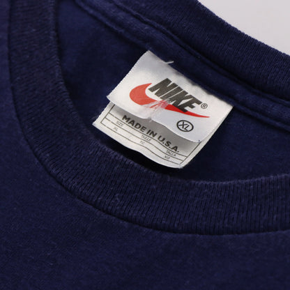 90's Vintage NIKE Basketball Spell Out USA Made Navy Tee (XL)