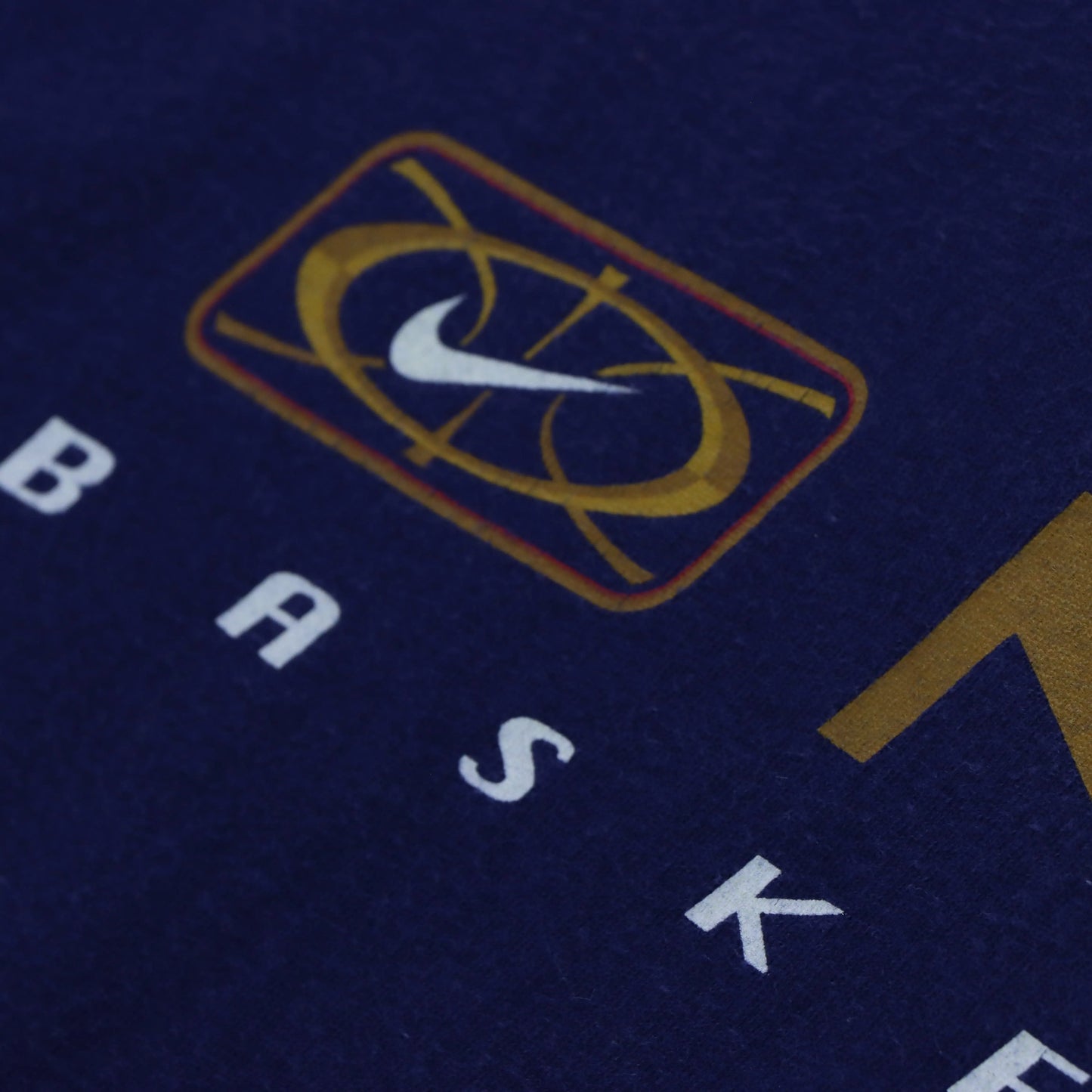 90's Vintage NIKE Basketball Spell Out USA Made Navy Tee (XL)