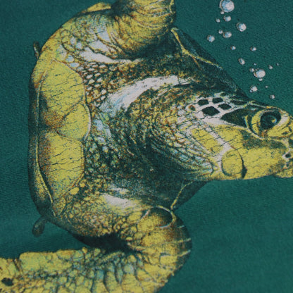 Vintage HABITAT Turtle Bubbles Single Stitch Green T-Shirt (L-XL)