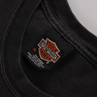 HARLEY DAVIDSON Vintage Flame Faded USA Made Motorcycle T-Shirt (XL)