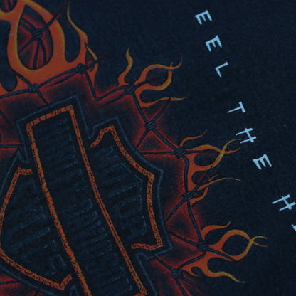 HARLEY DAVIDSON Vintage Flame Faded USA Made Motorcycle T-Shirt (XL)