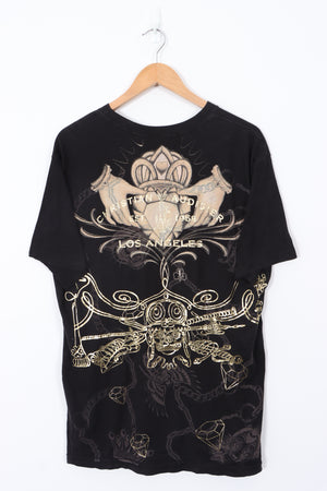 CHRISTIAN AUDIGIER Y2K Style Metallic USA Made Black Tee (L)