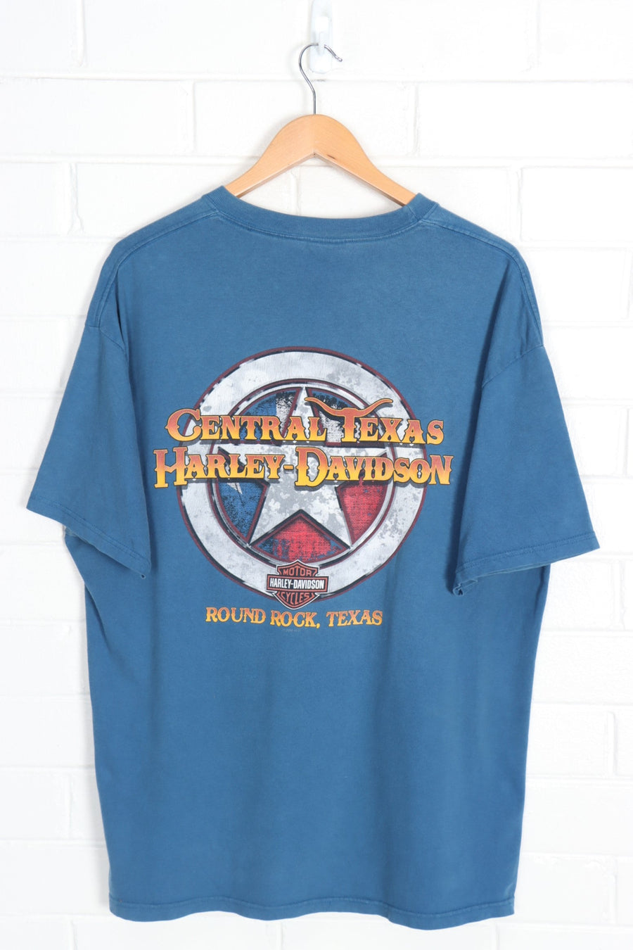 HARLEY DAVISON Blue 'Screw It, Lets Ride' Texas USA Made Tee (L-XL)