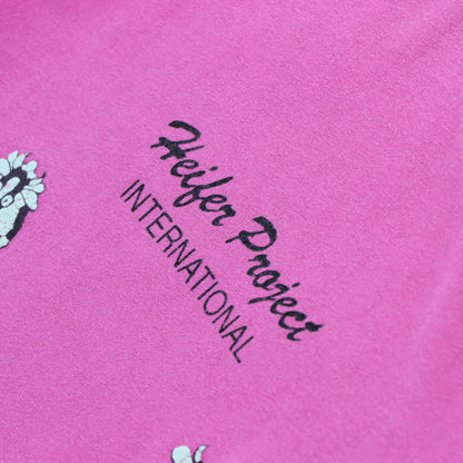 Vintage HEIFER PROJECT INTERNATIONAL Cow USA Made Hot Pink Tee (L)