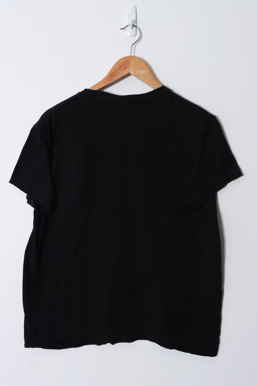 Large Caped Skeleton Graphic Print Black Y2K Style T-Shirt (L)